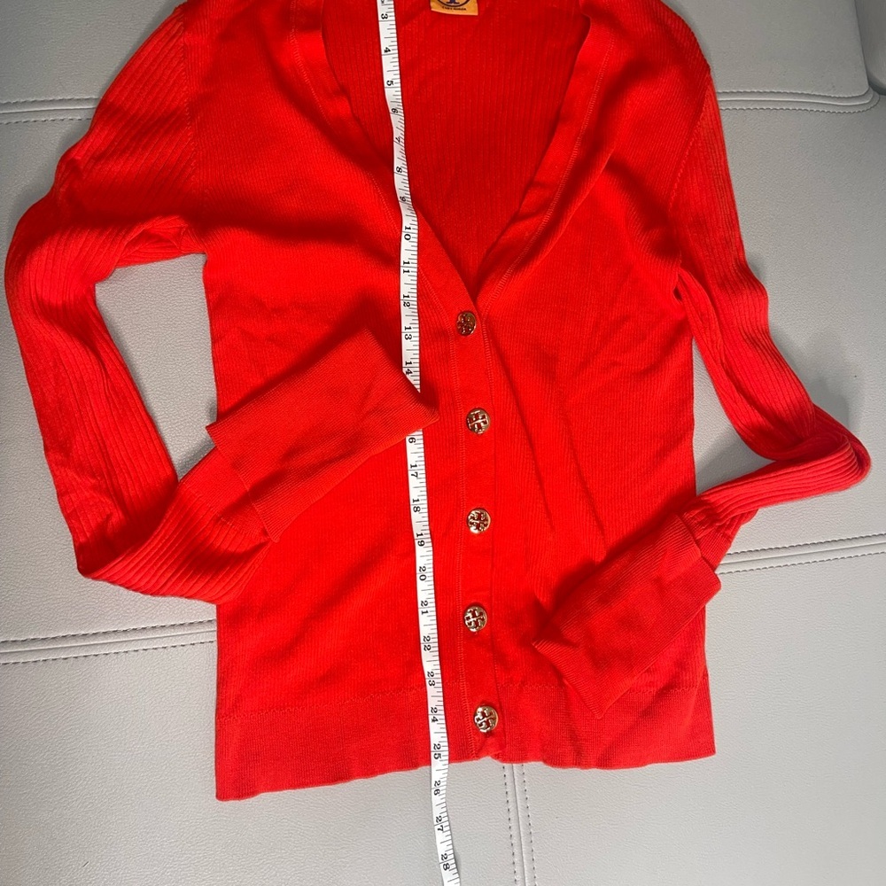 Tory Burch Red Button Down Ribbed Sweater - Picture 10 of 15
